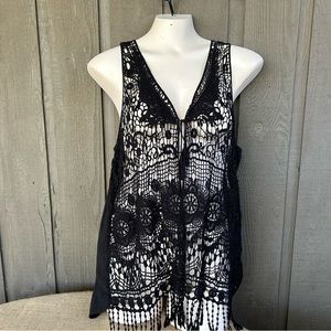 Black lace bathing suit cover up